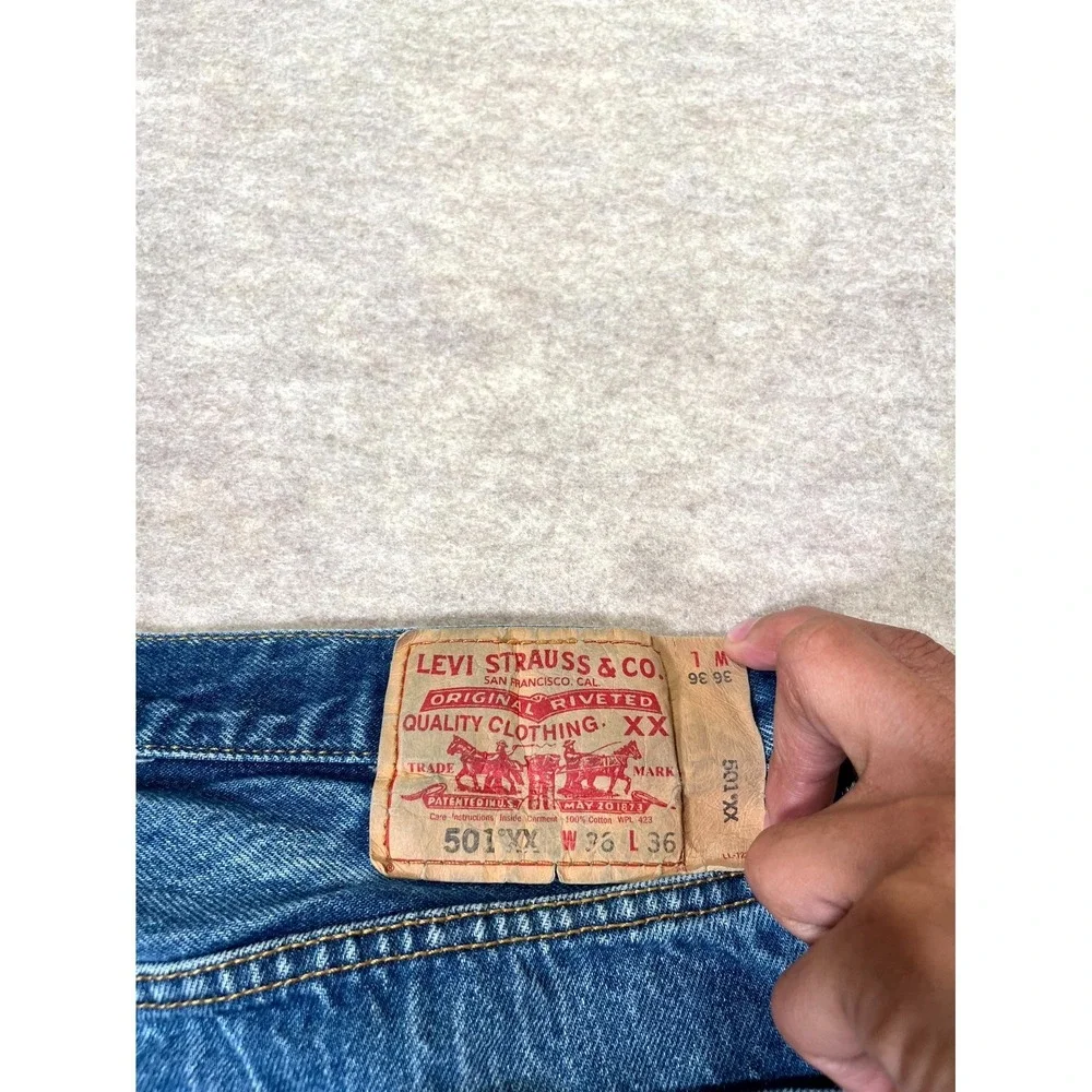 Levi's 501XX Jeans Mens 36x36 Blue Denim Cotton Mid Rise Straight Leg Streetwear